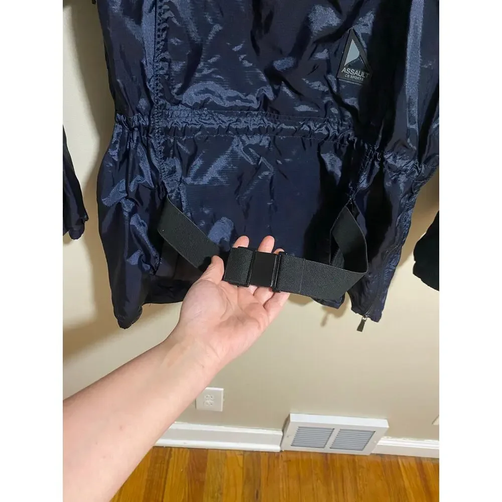 CB Sports Assault Jacket Kangaroo Pouch Nylon Hooded Lightweight Side/Pit Zip Lg